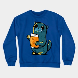 Cute Cartoonish Seam With Beer Mug Crewneck Sweatshirt